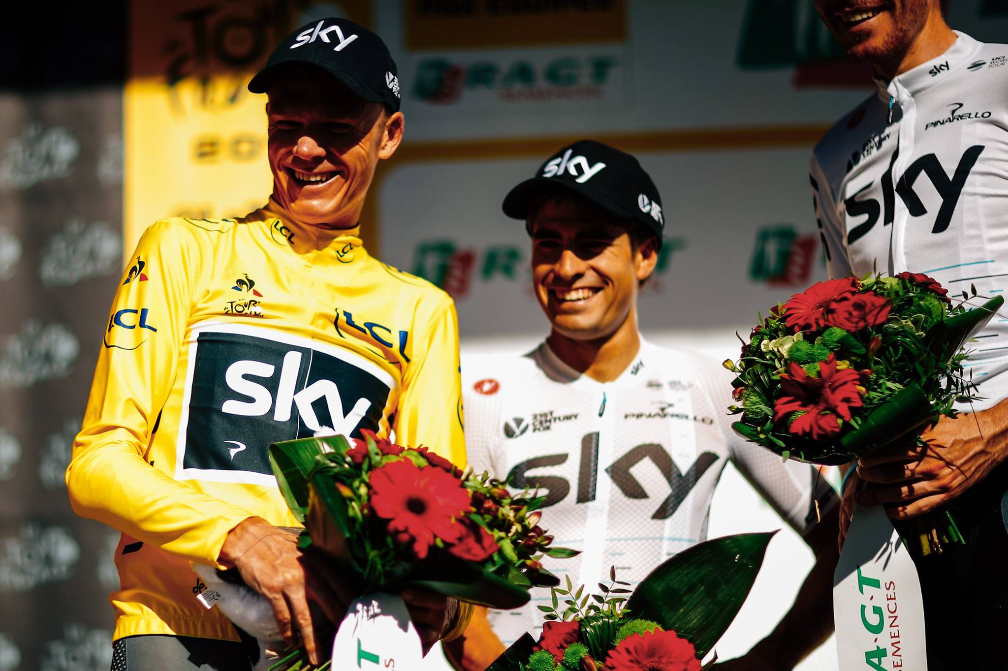 Landa con Froome en el podio del Tour