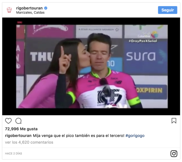 Rigoberto Uran azafata Gente de ciclismo JoanSeguidor